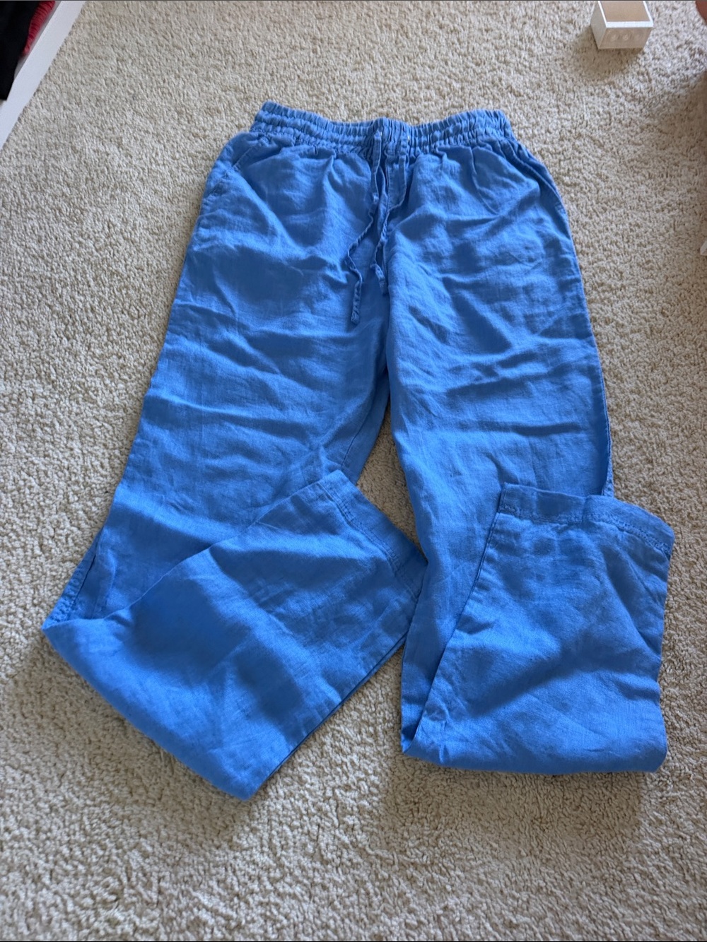 H&M Blue Linen Drawstring Jogger Pants